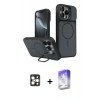 MARSİLYAN™- iPhone 16 Pro Max Kılıf İz Modern Prime - Siyah Bilvis 5in1 3D Magic Cam Ekran Koruyucu + PVD Metal Kamera Lens - GD