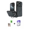 MARSİLYAN™- iPhone 16 Pro Max Kılıf İz Modern Prime - Siyah Bilvis 5in1 3D Magic Cam Ekran Koruyucu + Raze Metal Kamera Lens - NLGY