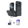 MARSİLYAN™- iPhone 16 Pro Max Kılıf İz Modern Prime - Siyah Bilvis 5in1 3D Magic Cam Ekran Koruyucu + Siyah Bilvis Titan Kamera Lens
