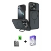MARSİLYAN™- iPhone 16 Pro Max Kılıf İz Modern Prime - Siyah Bilvis 5in1 3D Magic Cam Ekran Koruyucu + Raze Metal Kamera Lens - SH