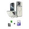 MARSİLYAN™- iPhone 16 Pro Max Kılıf İz Modern Prime - Siyah Bilvis 5in1 5D Magic Hayalet Cam Ekran Koruyucu + Raze Metal Kamera Lens - SH