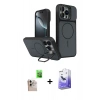 MARSİLYAN™- iPhone 16 Pro Max Kılıf İz Modern Prime - Siyah Bilvis 5in1 5D Magic Hayalet Cam Ekran Koruyucu + Raze Metal Kamera Lens - NLGY