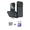 MARSİLYAN™- iPhone 16 Pro Max Kılıf İz Modern Prime - Siyah Bilvis 5in1 5D Magic Hayalet Cam Ekran Koruyucu + Pers Alüminyum Kamera Lens - GI