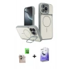 MARSİLYAN™- iPhone 16 Pro Max Kılıf İz Modern Prime - Siyah Bilvis 5in1 5D Magic Hayalet Cam Ekran Koruyucu + Raze Metal Kamera Lens - NLGY