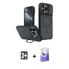 MARSİLYAN™- iPhone 16 Pro Max Kılıf İz Modern Prime - Siyah Bilvis 5in1 5D Magic Hayalet Cam Ekran Koruyucu + PVD Metal Kamera Lens - GD