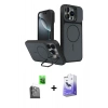 MARSİLYAN™- iPhone 16 Pro Max Kılıf İz Modern Prime - Siyah Bilvis 5in1 5D Magic Hayalet Cam Ekran Koruyucu + Raze Metal Kamera Lens - SH