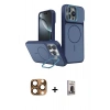 MARSİLYAN™- iPhone 16 Pro Max Kılıf İz Modern Prime - Siyah Bilvis Hayalet Cam Ekran Koruyucu + Pers Alüminyum Kamera Lens - CLTM