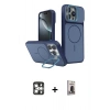 MARSİLYAN™- iPhone 16 Pro Max Kılıf İz Modern Prime - Siyah Bilvis Hayalet Cam Ekran Koruyucu + Gümüş PVD Metal Kamera Lens
