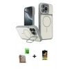 MARSİLYAN™- iPhone 16 Pro Max Kılıf İz Modern Prime - Siyah Buffer Cam Ekran Koruyucu + Çöl Titanyum Raze Metal Kamera Lens