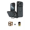 MARSİLYAN™- iPhone 16 Pro Max Kılıf İz Modern Prime - Siyah Buffer Cam Ekran Koruyucu + Pers Alüminyum Kamera Lens - CLTM