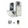 MARSİLYAN™- iPhone 16 Pro Max Kılıf İz Modern Prime - Siyah Buffer Cam Ekran Koruyucu + Pers Alüminyum Kamera Lens - GI