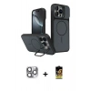 MARSİLYAN™- iPhone 16 Pro Max Kılıf İz Modern Prime - Siyah Buffer Cam Ekran Koruyucu + Pers Alüminyum Kamera Lens - GI