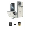 MARSİLYAN™- iPhone 16 Pro Max Kılıf İz Modern Prime - Siyah Buffer Cam Ekran Koruyucu + PVD Metal Kamera Lens - SH