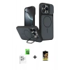 MARSİLYAN™- iPhone 16 Pro Max Kılıf İz Modern Prime - Siyah Buffer Cam Ekran Koruyucu + Raze Metal Kamera Lens - BZ