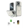 MARSİLYAN™- iPhone 16 Pro Max Kılıf İz Modern Prime - Siyah Buffer Cam Ekran Koruyucu + Raze Metal Kamera Lens - BZ