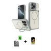 MARSİLYAN™- iPhone 16 Pro Max Kılıf İz Modern Prime - Siyah Buffer Cam Ekran Koruyucu + Raze Metal Kamera Lens - SH