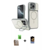 MARSİLYAN™- iPhone 16 Pro Max Kılıf İz Modern Prime - Siyah Buffer Hayalet Cam Ekran Koruyucu + Raze Metal Kamera Lens - CLTM