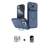 MARSİLYAN™- iPhone 16 Pro Max Kılıf İz Modern Prime - Siyah Buffer Hayalet Cam Ekran Koruyucu + Pers Alüminyum Kamera Lens - GS