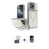 MARSİLYAN™- iPhone 16 Pro Max Kılıf İz Modern Prime - Siyah Buffer Hayalet Cam Ekran Koruyucu + Titanyum Gri Bilvis Titan Kamera Lens