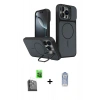 MARSİLYAN™- iPhone 16 Pro Max Kılıf İz Modern Prime - Siyah Joko Magic 5D Cam + Raze Metal Kamera Lens - SH