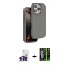 MARSİLYAN™- iPhone 16 Pro Max Kılıf Kıvılcım Çizgi Serisi - Şeffaf 360 Full Body Arka Koruyucu + Bilvis Titan Kamera Lens - SH