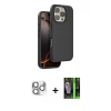 MARSİLYAN™- iPhone 16 Pro Max Kılıf Kıvılcım Çizgi Serisi - Şeffaf 360 Full Body Arka Koruyucu + Gümüş Pers Alüminyum Kamera Lens