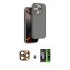 MARSİLYAN™- iPhone 16 Pro Max Kılıf Kıvılcım Çizgi Serisi - Şeffaf 360 Full Body Arka Koruyucu + Pers Alüminyum Kamera Lens - CLTM