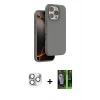 MARSİLYAN™- iPhone 16 Pro Max Kılıf Kıvılcım Çizgi Serisi - Şeffaf 360 Full Body Arka Koruyucu + Pers Alüminyum Kamera Lens - GS