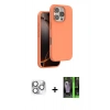 MARSİLYAN™- iPhone 16 Pro Max Kılıf Kıvılcım Çizgi Serisi - Şeffaf 360 Full Body Arka Koruyucu + Pers Alüminyum Kamera Lens - GS