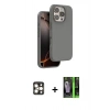 MARSİLYAN™- iPhone 16 Pro Max Kılıf Kıvılcım Çizgi Serisi - Şeffaf 360 Full Body Arka Koruyucu + PVD Metal Kamera Lens - GD