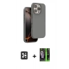 MARSİLYAN™- iPhone 16 Pro Max Kılıf Kıvılcım Çizgi Serisi - Şeffaf 360 Full Body Arka Koruyucu + PVD Metal Kamera Lens - SH