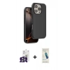 MARSİLYAN™- iPhone 16 Pro Max Kılıf Kıvılcım Çizgi Serisi - Şeffaf Pasifik Cam Ekran Koruyucu + Gümüş Bilvis Titan Kamera Lens
