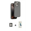 MARSİLYAN™- iPhone 16 Pro Max Kılıf Kıvılcım Çizgi Serisi - Şeffaf Pasifik Cam Ekran Koruyucu + PVD Metal Kamera Lens - GD