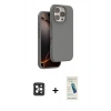 MARSİLYAN™- iPhone 16 Pro Max Kılıf Kıvılcım Çizgi Serisi - Şeffaf Pasifik Cam Ekran Koruyucu + Siyah PVD Metal Kamera Lens