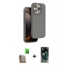 MARSİLYAN™- iPhone 16 Pro Max Kılıf Kıvılcım Çizgi Serisi - Siyah 360 Mat Full Body Arka Koruyucu + Raze Metal Kamera Lens - CLTM