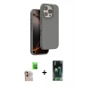 MARSİLYAN™- iPhone 16 Pro Max Kılıf Kıvılcım Çizgi Serisi - Siyah 360 Mat Full Body Arka Koruyucu + Raze Metal Kamera Lens - NLGY