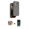 MARSİLYAN™- iPhone 16 Pro Max Kılıf Kıvılcım Çizgi Serisi - Siyah 360 Mat Full Body Arka Koruyucu + Pers Alüminyum Kamera Lens - CLTM