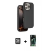 MARSİLYAN™- iPhone 16 Pro Max Kılıf Kıvılcım Çizgi Serisi - Siyah 360 Mat Full Body Arka Koruyucu + PVD Metal Kamera Lens - SH