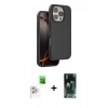 MARSİLYAN™- iPhone 16 Pro Max Kılıf Kıvılcım Çizgi Serisi - Siyah 360 Mat Full Body Arka Koruyucu + Raze Metal Kamera Lens - BZ