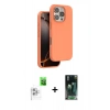 MARSİLYAN™- iPhone 16 Pro Max Kılıf Kıvılcım Çizgi Serisi - Siyah 360 Mat Full Body Arka Koruyucu + Raze Metal Kamera Lens - BZ