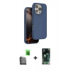 MARSİLYAN™- iPhone 16 Pro Max Kılıf Kıvılcım Çizgi Serisi - Siyah 360 Mat Full Body Arka Koruyucu + Raze Metal Kamera Lens - SH