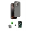 MARSİLYAN™- iPhone 16 Pro Max Kılıf Kıvılcım Çizgi Serisi - Siyah 360 Mat Full Body Arka Koruyucu + Raze Metal Kamera Lens - SH