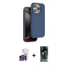 MARSİLYAN™- iPhone 16 Pro Max Kılıf Kıvılcım Çizgi Serisi - Siyah 360 Mat Full Body Arka Koruyucu + Bilvis Titan Kamera Lens - SH