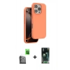 MARSİLYAN™- iPhone 16 Pro Max Kılıf Kıvılcım Çizgi Serisi - Siyah 360 Mat Full Body Arka Koruyucu + Raze Metal Kamera Lens - SH