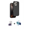 MARSİLYAN™- iPhone 16 Pro Max Kılıf Kıvılcım Çizgi Serisi - Siyah 3D Antistatik Cam Ekran Koruyucu + Bilvis Titan Kamera Lens - TMGI