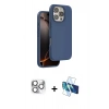 MARSİLYAN™- iPhone 16 Pro Max Kılıf Kıvılcım Çizgi Serisi - Siyah 3D Antistatik Cam Ekran Koruyucu + Pers Alüminyum Kamera Lens - GS