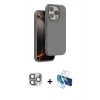 MARSİLYAN™- iPhone 16 Pro Max Kılıf Kıvılcım Çizgi Serisi - Siyah 3D Antistatik Cam Ekran Koruyucu + Pers Alüminyum Kamera Lens - GI