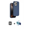 MARSİLYAN™- iPhone 16 Pro Max Kılıf Kıvılcım Çizgi Serisi - Siyah 3D Antistatik Cam Ekran Koruyucu + PVD Metal Kamera Lens - SH