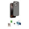 MARSİLYAN™- iPhone 16 Pro Max Kılıf Kıvılcım Çizgi Serisi - Siyah 3D Antistatik Cam Ekran Koruyucu + Raze Metal Kamera Lens - NLGY