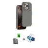MARSİLYAN™- iPhone 16 Pro Max Kılıf Kıvılcım Çizgi Serisi - Siyah 3D Antistatik Cam Ekran Koruyucu + Raze Metal Kamera Lens - SH